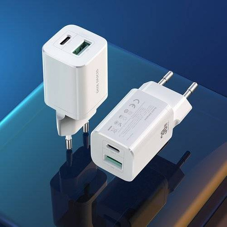 Phone Charger Dux Ducis C80 PPS Quick Charger USB+Type-C 30W White