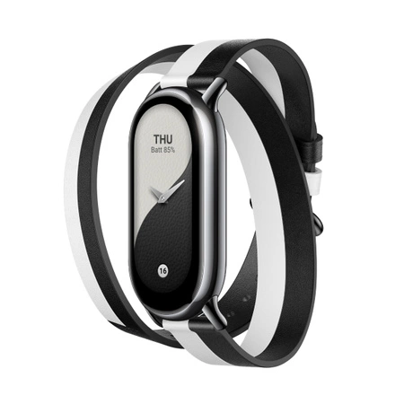 Original leather strap for Xiaomi Mi Band 8 / 9 black and white