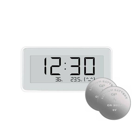 Zestaw Zegar z Czujnikiem Temperatury i Wilgotności Xiaomi Mi Temperature and Humidity Monitor Clock Pro + 2x Baterie CR2032