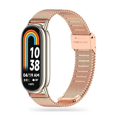 Tech-Protect Milaneseband Steel Bracelet for Xiaomi Mi Band 8 / 9 Pink and Gold