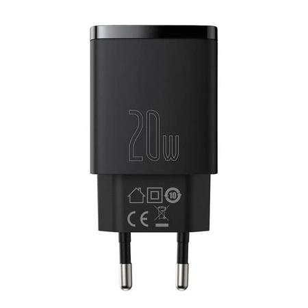 Зарядний пристрій з Quick Charge Baseus Compact USB+Type-C 20W Black