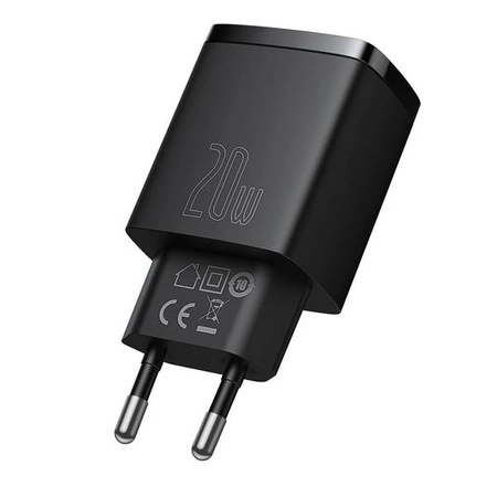 Зарядний пристрій з Quick Charge Baseus Compact USB+Type-C 20W Black