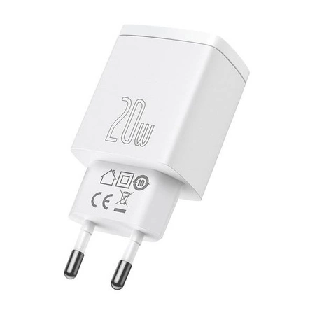 Baseus Compact USB Charger 2 Ports USB+Type-C 20W White