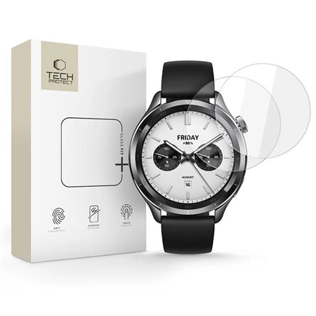 Захисне скло Tech-Protect Glass Fit для Xiaomi Watch S4, 2 шт., прозоре, із загартованого скла