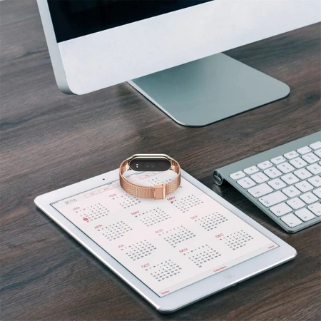 Сталевий браслет Tech-Protect Milaneseband для Xiaomi Mi Band 8 рожево-золотий