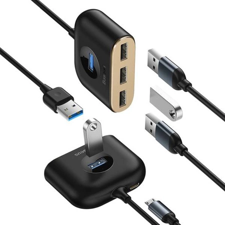 Hub do komputera USB Baseus Hub 1x USB3.0 + 3xUSB2.0 1m Black